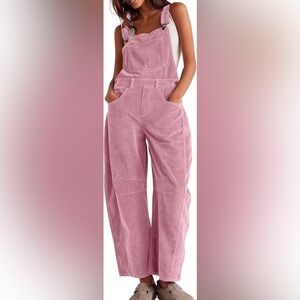 Anthropologie Pilcro Corduroy Pink Overall Pant Jumpsuit